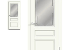 Межкомнатная дверь Velldoris Экошпон VILLA 3V цвет Молочный эмалит стекло грани мателюкс